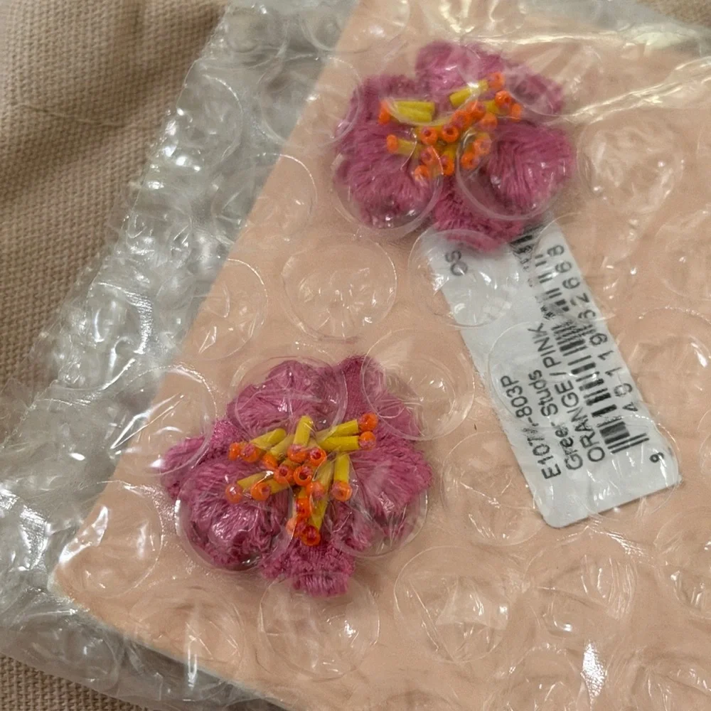 Mignonne Gavigan Pink and Yellow Floral Greer Stud Earrings - Picture 3 of 4